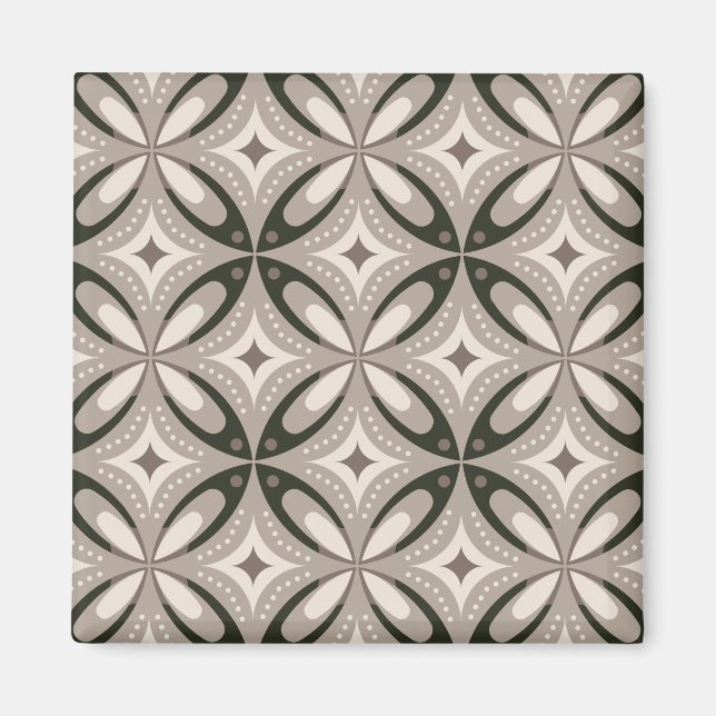 Beige and Brown Retro circular shapes Magnet (Front)