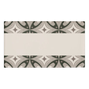 Beige and Brown Retro circular shapes Name Tag