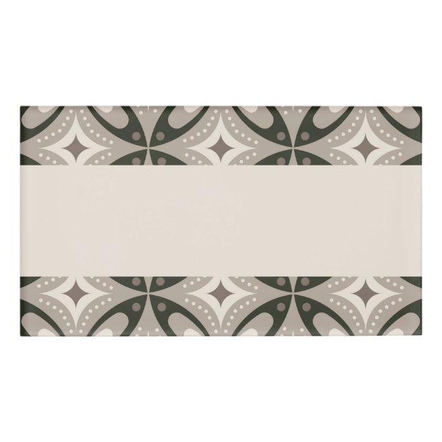 Beige and Brown Retro circular shapes Name Tag (Front)