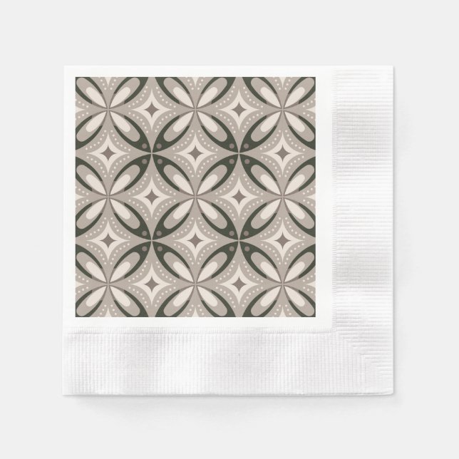 Beige and Brown Retro circular shapes Napkin (Front)
