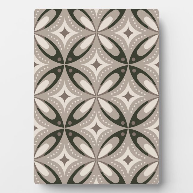 Beige and Brown Retro circular shapes Plaque (Front)