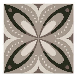 Beige and Brown Retro circular shapes Poster
