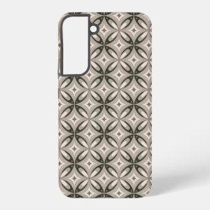 Beige and Brown Retro circular shapes Samsung Galaxy Case