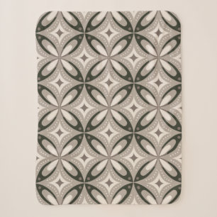 Beige and Brown Retro circular shapes Sherpa Blanket