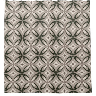 Beige and Brown Retro circular shapes Shower Curtain