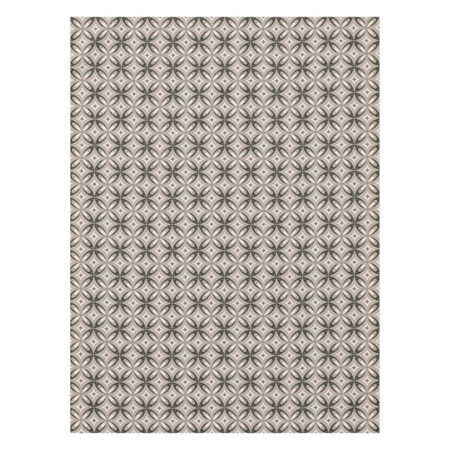 Beige and Brown Retro circular shapes Tablecloth (Front)