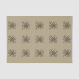 Beige and Brown Retro Octopus Vintage Inspired Tissue Paper