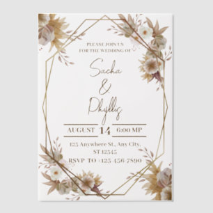 Beige and Brown Rustic Floral Wedding Vellum Invitations