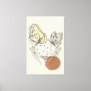 Beige and Brown Simple Butterfly  Canvas Print