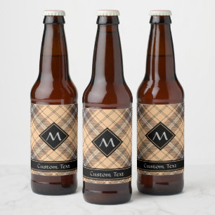 Beige and Brown Tartan Beer Bottle Label