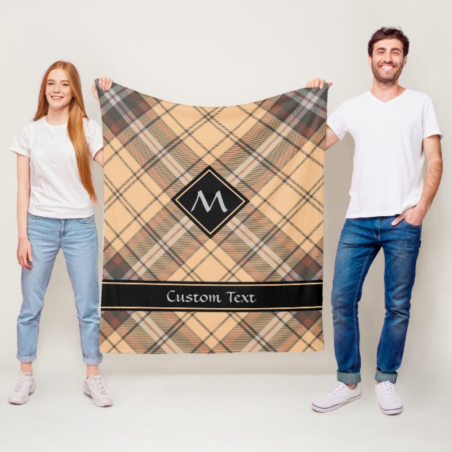 Beige and Brown Tartan Fleece Blanket (In Situ)