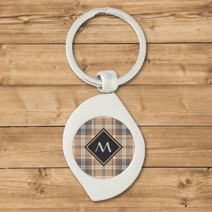 Beige and Brown Tartan Key Ring