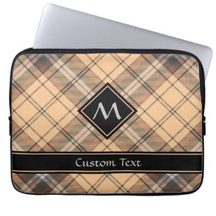 Beige and Brown Tartan Laptop Sleeve