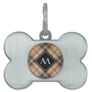Beige and Brown Tartan Pet ID Tag