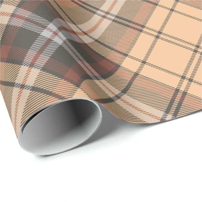 Beige and Brown Tartan Rotated Wrapping Paper (Roll Corner)