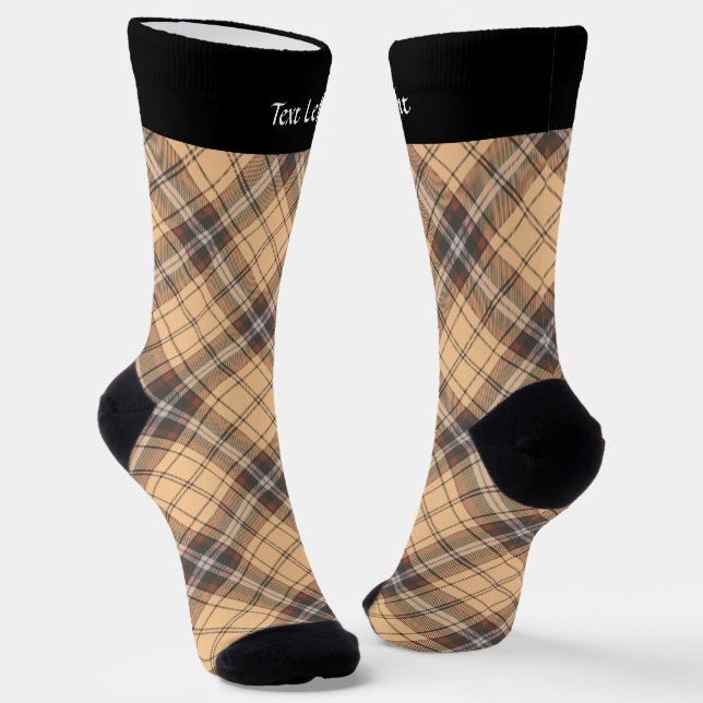 Beige and Brown Tartan Socks (Angled)