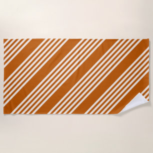 Beige and burnt orange five stripe pattern beach towel