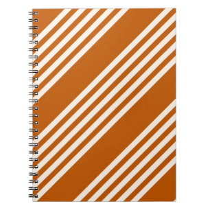 Beige and burnt orange five stripe pattern notebook