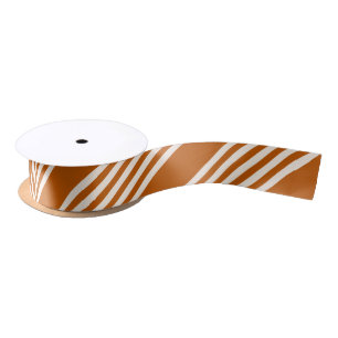 Beige and burnt orange five stripe pattern satin ribbon