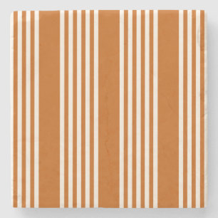 Beige and burnt orange five stripe pattern stone coaster