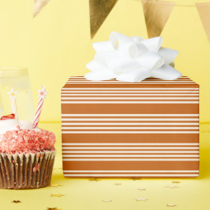 Beige and burnt orange five stripe pattern wrapping paper