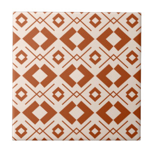 Beige and burnt orange geometric pattern tile