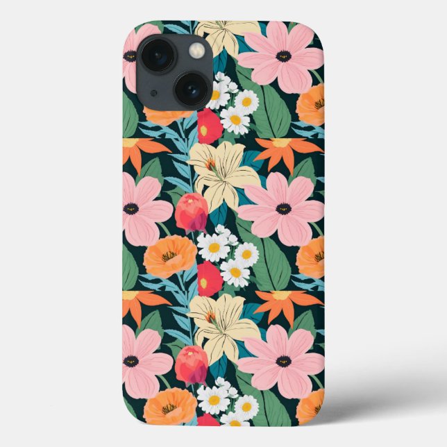 Beige and Colourful Illustrative Floral Phone Wall Case-Mate iPhone Case (Back)