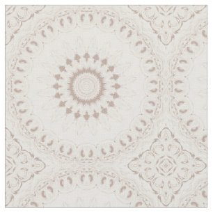 Beige and Cream Mandala Pattern Fabric