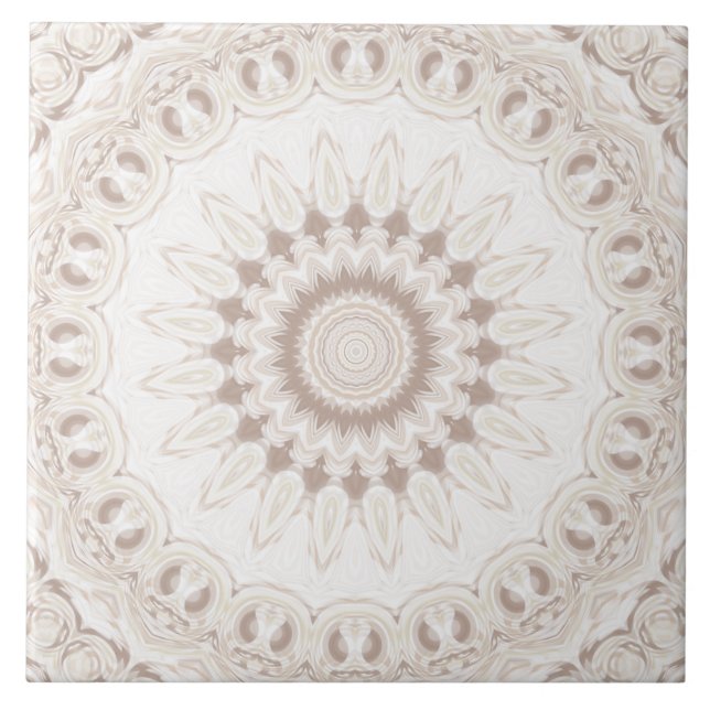 Beige and Cream Mandala Pattern Tile (Front)