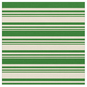 Beige and Dark Green Pattern of Stripes Fabric