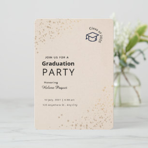 Beige and Gold Minimalist Graduation Party Invitation