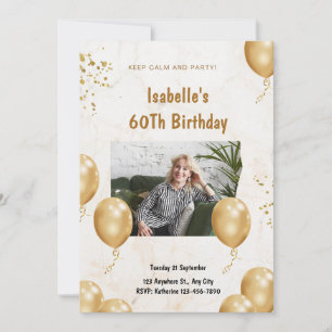 Beige And Gold Photo Ragged Paper Marble Adult  Invitation