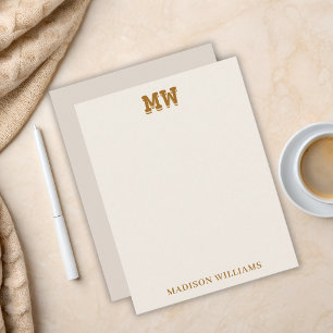 Beige and Gold Retro Typography Monogram Initial Card