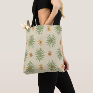 Beige and Green Boho Starburst Tote Bag