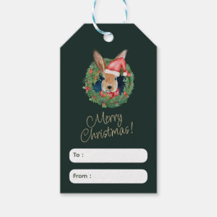 Beige and Green Christmas Greeting Tag
