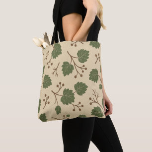 Beige and Green Forest Botanical Tote Bag
