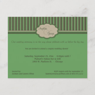 Beige And Green Stripes Couples Shower Invite