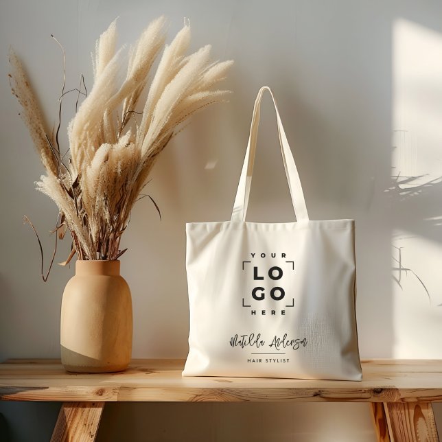 Beige and grey elegant modern girly price QR code Tote Bag (Creator Uploaded)