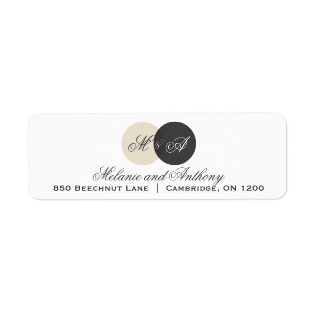 Beige and Grey Entwined Monogram Address Label (Front)