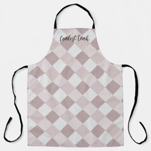 Beige and Grey Geometric Patchwork Pattern Oblique Apron