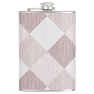 Beige and Grey Geometric Patchwork Pattern Oblique Hip Flask