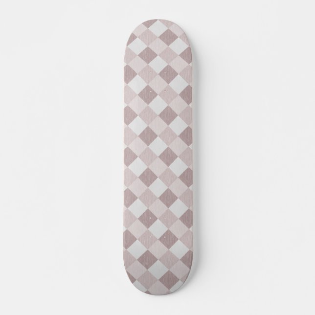 Beige and Grey Geometric Patchwork Pattern Oblique Skateboard (Front)