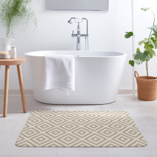 Beige and Ivory Diamond   Modern Farmhouse Bath Mat