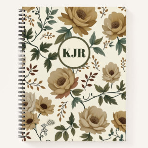 Beige and Ivory Flowers Notebook