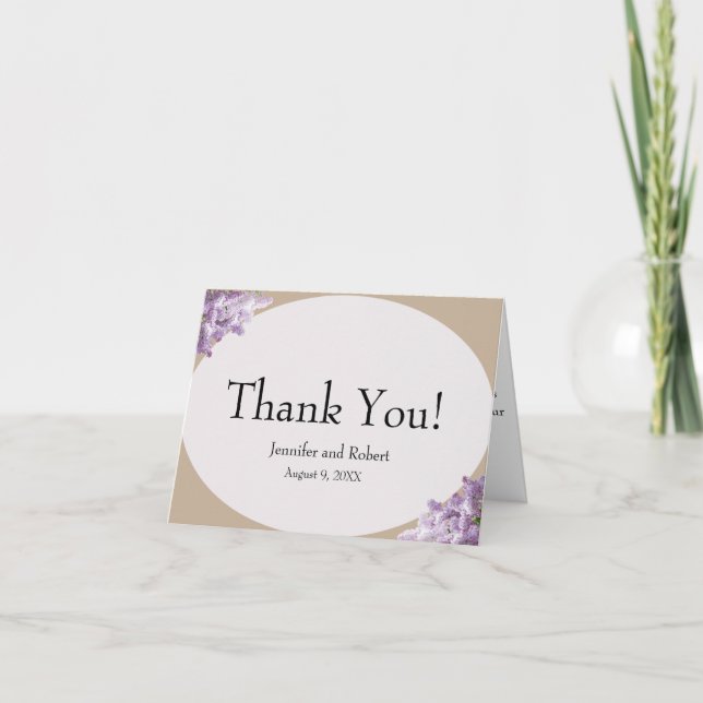 Beige and Lilac Thank you card (Front)