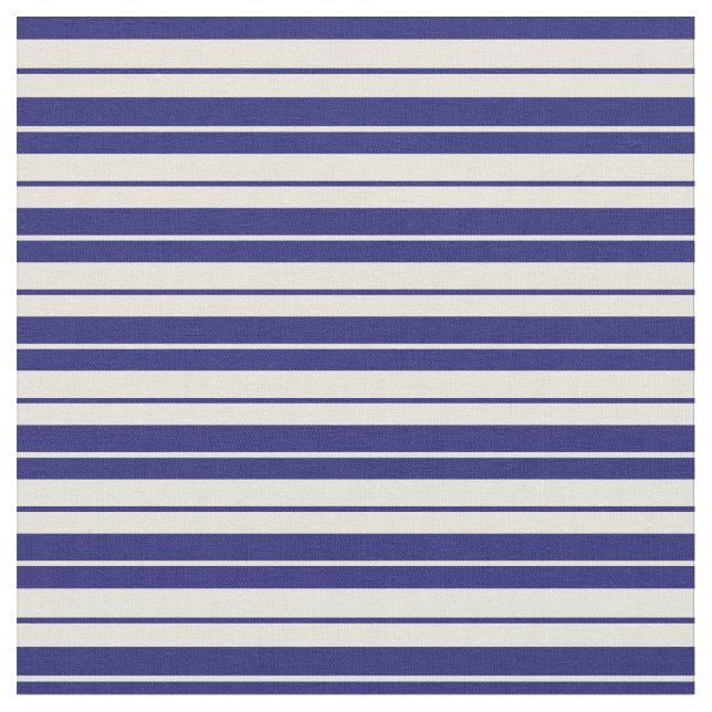 Beige and Midnight Blue Coloured Striped Pattern Fabric (Close Up)