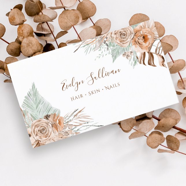 beige and mint tropical business card (Creator Uploaded)