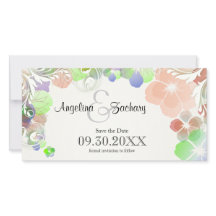 Beige And Multicolor Pansies Save-The-Date