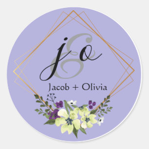 Beige And Peach Creative Minimalist Wedding Card Classic Round Sticker