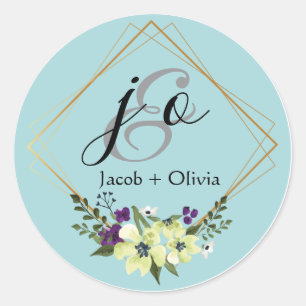 Beige And Peach Creative Minimalist Wedding Card Classic Round Sticker